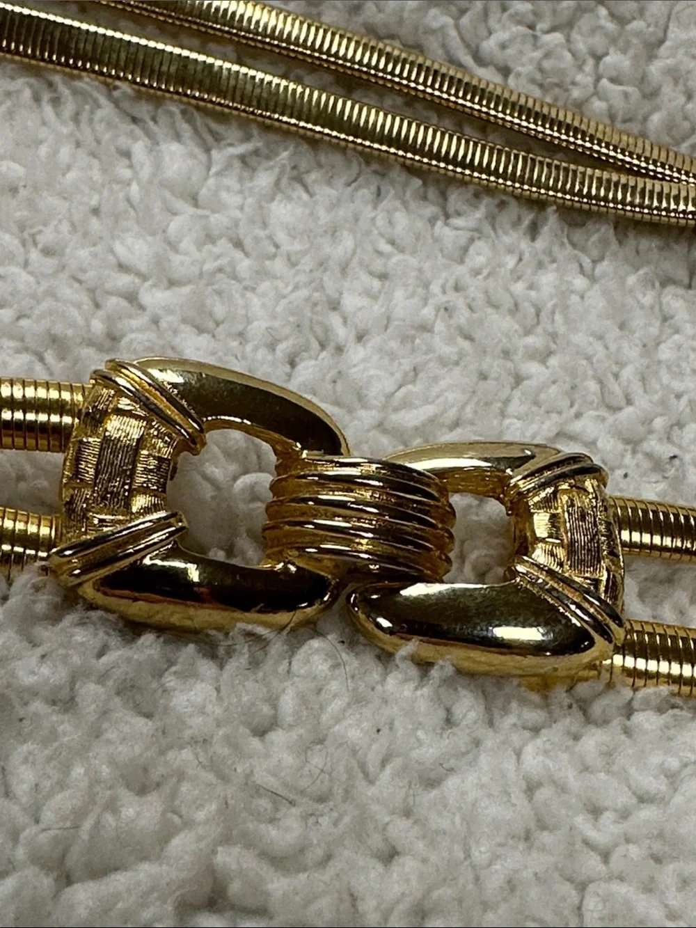 Vintage Stretch Gold-tone Double Snake Chain Belt, Metal Hook & Eye Closure EUC!